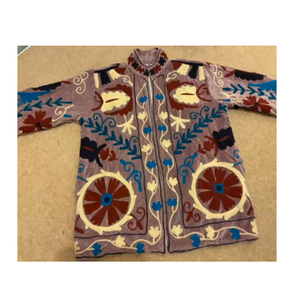 Chaqueta de terciopelo Suzani de lujo, bordada, estilo indio, hecha a mano, estilo bohemio, étnica, para mujer, ropa de abrigo de diseñador premium. - Product Image 6
