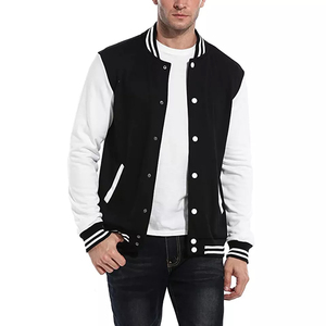 High Street Style Men's Winter Varsity <b>Jacket</b> <b>Thick</b> <b>Fleece</b> with Stand Collar and Horn Button Closure OEM Available - Product Image 1