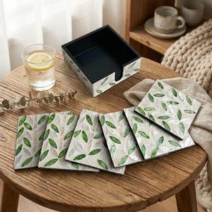 Classic Eco-Friendly Mop <b>Coaster</b> <b>Set</b> 6 with Holder Handmade Table Decor - Product Image 2