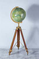 Globo Terráqueo Moderno de Metal/Madera con Soporte de Trípode Resistente para Exhibición Educativa en el Hogar y la Oficina (Tamaño y Logotipo Personalizables)
