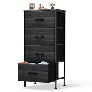 Cassettiera in Tessuto a 4 Cassetti per Camera da Letto, Armadio Organizzatore, Mobile Contenitore, Supporto TV Nero - Product Image 1