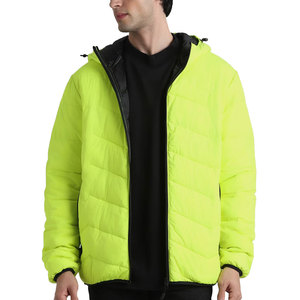 Blouson matelassé en toile à capuche pour homme, col montant, réversible, respirant, imperméable, écologique, avec logo frontal, hiver, vente en gros - Product Image 6