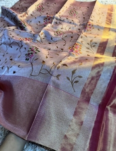 Sari de Tela Banarasi Bordado KV (Rosa) - Product Image 4