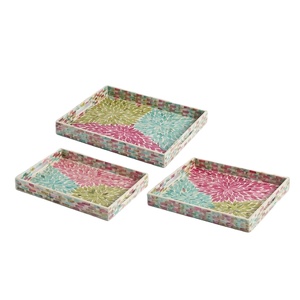 Ensemble de 3 plateaux de service décoratifs haut de gamme en nacre, faits à la main, pour la décoration de la maison, la table basse et l'hôtellerie - Product Image 1