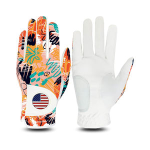 Gants de golf personnalisés en gros avec logo, confortables, respirants, antidérapants, blancs, pour homme et femme, en cuir véritable Cabretta, haute qualité - Product Image 1