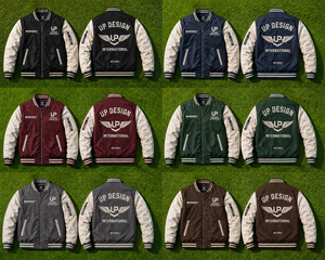 Veste bomber varsity marron crème personnalisée, veste en satin pour homme, col côtelé, doublure matelassée, logo brodé - Product Image 6
