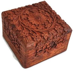 Luxury Hand Carved Rustic Wooden Vintage Storage <b>Boxes</b> For Jewelry <b>Keepsake</b> Vanity With Hinged Lid For Homedecor Wedding Gifting - Product Image 1