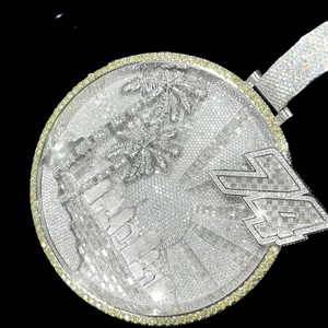 925 Silver Hip Hop Jewelry Necklace Pendant Custom Luxury <b>Iced</b> <b>Out</b> Silver VVS Mossanite Custom <b>Chain</b> and Pendants - Product Image 4