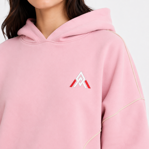 Women <b>Pink</b> Oversize <b>Tracksuit</b> Full Length Loose Fit Cotton Sweatshirt And Pants Set With Side Pockets And Drawstring Closure - Product Image 5