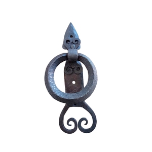 Pomo de puerta vintage de metal negro, tirador de anillo negro mate, pestillo de hierro fundido resistente, manija de tracción para portones de madera - Product Image 4