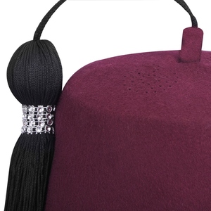 Custom Shriners Fez <b>Hat</b> Al Kerak Embroidered Maroon Masonic Regalia Cap with Black Tassel Fraternal Ceremonial Headwear - Product Image 4