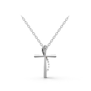 จี้สร้อยคอรูปกางเขนประดับเพชรแล็บโกรว์เคลือบโรเดียมทองคำ 18K พร้อมจี้รูปอินฟินิตี้ ได้รับการรับรองจาก IGI เครื่องประดับคุณภาพสำหรับผู้หญิง - Product Image 4