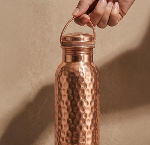 Copper Water Bottle with Carrying <b>Loop</b> Hand <b>Hammered</b> Jointless Ayurvedic Flask for Gym & Travel - Product Image 4