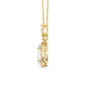 Collier pendentif ovale en diamant plaqué or 18 carats, serti de griffes, motif floral, bijoux fins de luxe pour femmes - Product Image 2