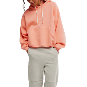 <b>Orange</b> Color Drawstring Oversized <b>Hoodies</b> For Girls Outerwear Long Sleeves Pullover Plus Size Women's Drop Shoulder <b>Hoodies</b> - Product Image 2