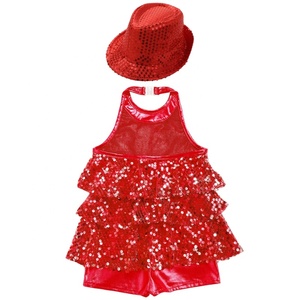4-16 Enfants Filles <span class=keywords><strong>Jazz</strong></span> Moderne Costumes de Danse Latine <span class=keywords><strong>Justaucorps</strong></span> avec Chapeau Sets Bodysuit Jumpsuits for Stage Performance Competition - Product Image 5
