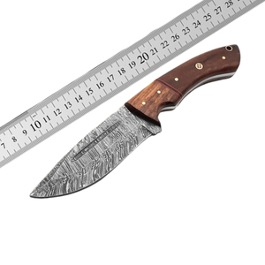 มีดสกินเนอร์ดามัสกัสเกรดอุตสาหกรรม ผลิตด้วยมือโดย Pasha Enterprises ใบมีดแบบ Fixed Blade สำหรับกิจกรรมกลางแจ้ง แคมป์ปิ้ง และใช้งานทั่วไป ด้ามไม้ - Product Image 6