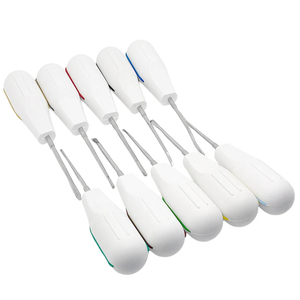Kit de 10 Elevadores Dentales Manuales Curvos para Extracción de Raíces, Agarre Ergonómico, 3 Posiciones de Mandíbula para Extracción Dental Mínimamente Invasiva - Product Image 1