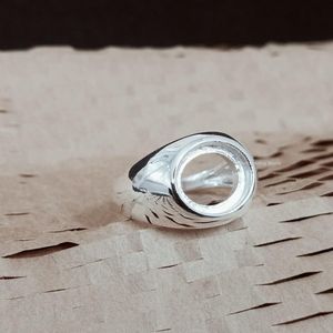 Base de Anillo Ovalada de Plata de Ley 925 de 8x10mm para Engastar, Suministros de Joyería DIY, Base de Anillo en Blanco para Cabujón de Gema para Fabricación de Joyas - Product Image 3