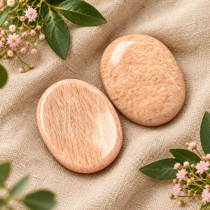 Pierre de méditation ovale en pierre de lune pêche naturelle polie, pierre de guérison, cadeau - Product Image 5