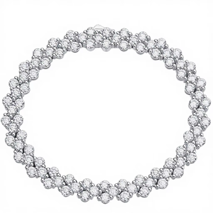 Round Brilliant Cut Moissanite Double Row Tennis <b>Bracelet</b> 925 Sterling <b>Silver</b> Women's Prong Setting Luxury Wedding Jewelry - Product Image 5