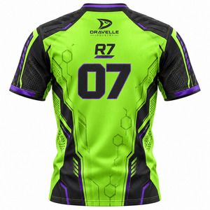 Maillot Vert Citron Reactor avec Molécule Hexagonale Noire et Violette Sérigraphiée, Respirant, Écologique, Séchage Rapide, Logo Personnalisé, Unisexe - Product Image 3