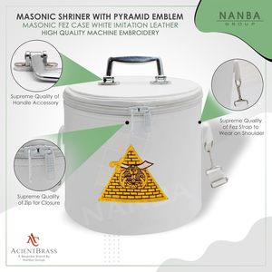 Étui pour chapeau de franc-maçon NANBA GROUP avec emblème pyramidal Shriner brodé à la main, en similicuir, fermeture éclair, pour usage extérieur, à porter à l'épaule - Product Image 2