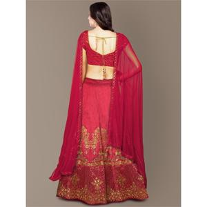 Vêtements de fête sophistiqués de couleur rouge brodés Lehenga Choli - Product Image 2