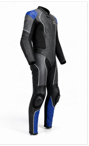 Combinaison de moto en cuir une pièce avec panneaux en mesh technique |   Noir Bleu |   Fabricant OEM ODM |   Qualité de conception haut de gamme | Vêtements de course - Product Image 2