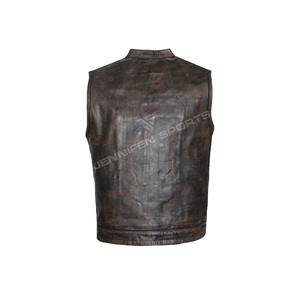 Chaleco de Cuero Estilo Vintage de Alta Calidad para Motocicleta, Chaleco de Cuero Personalizado al por Mayor para Hombre, Chaleco de Motocicleta OEM - Product Image 4