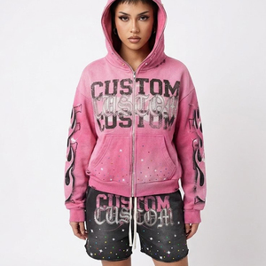 Custom <b>Men's</b> Hooded Sweatshirt & Shorts Set <b>Pink</b> <b>Tie</b>-Dye Rhinestone Letter Print Street Style Fleece Tracksuit Spring Wear - Product Image 5