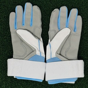 Full Finger PU <b>Gloves</b> White Blue Hook And Loop Closure Non Slip Unisex Outdoor All Seasons - Product Image 2