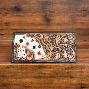 Porte-cartes de crédit en cuir usiné à la main avec blocage RFID et ensembles de portefeuilles Long Aces de créateur de luxe en cuir véritable - Product Image 3