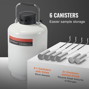 Contenitore per Azoto Liquido in Lega di Alluminio da 6 L, 6 Cilindri da Laboratorio, Dewar per Stoccaggio Criogenico con Borsa per il Trasporto - Product Image 5