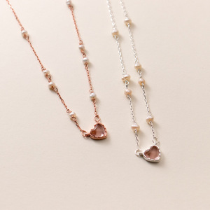 นาลัน S925 สร้อยคอไข่มุกรูปหัวใจเงินแท้ สร้อยคอหรูหราหวานซึ้ง Y00478 - Product Image 3