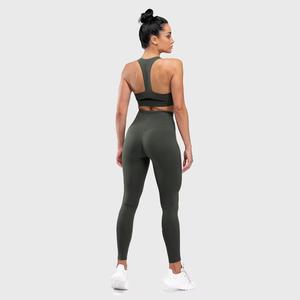 Conjunto de Yoga para Mujer, Leggings de Cintura Alta, Top Corto sin Mangas con Espalda Cruzada, Verde Sólido, Ropa Deportiva, Conjunto de Dos Piezas para Fitness y Entrenamiento - Product Image 5