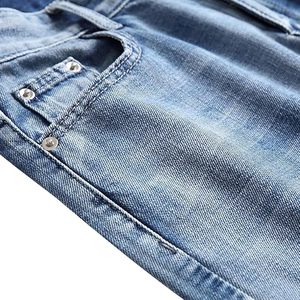 Shorts en jean délavé foncé pour homme, coupe large, taille haute, en coton respirant, décontracté, été, couleur personnalisable - Product Image 2
