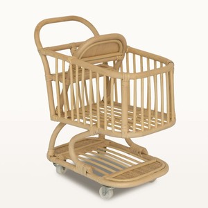 Chariots de courses pour enfants en rotin naturel, adorable chariot pour jeu d'imitation, jouet de haute qualité pour tout-petits - Product Image 2