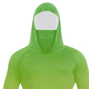Camiseta de Pesca con Capucha para Hombre, Protección UV UPF 50, Color Sólido Verde, Manga Larga - Product Image 6