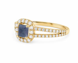 Bague de fiançailles et de mariage Vaayu Jewels Luxury Sapphire Halo, sertie de saphirs, design géométrique pour femme, or 10K 14K 18K, argent 925 935 - Product Image 3