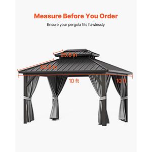 Copertura Invernale per Gazebo a Due Livelli 10x10 piedi con Tetto Rigido e Finestre a Rete Laterali per Gazebo e Pergola - Product Image 2