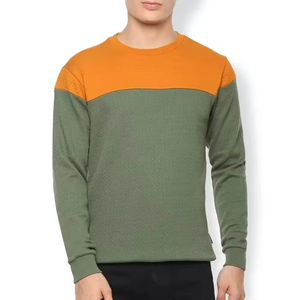 Pull en tricot à col rond pour homme, coupe classique, style décontracté, automne, vert orange, manches longues - Product Image 1