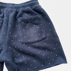 Shorts de sport décontractés en coton à pois bleu marine pour hommes, taille élastique avec cordon de serrage, coupe ample, respirants, pour la gym et le streetwear estival - Product Image 6