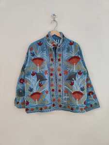 Velvet Suzani Hand Embroidered <b>Jacket</b> Handmade Indian Style Coat Boho <b>Bridal</b> Robe Festival <b>Jacket</b> Gift For Her-Him - Product Image 5
