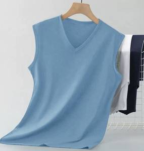 Camisetas sin Mangas para Hombre con Cuello Redondo, Diseño 100% Algodón, Tejido Liso Teñido, Transpirable e Informal - Product Image 3