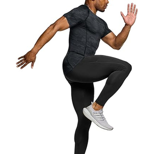 Maillot de bain/surf pour homme, manches courtes, compression, respirant, polyester/nylon, séchage rapide, protection UV, OEM, sans couture - Product Image 3