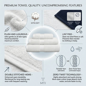 Juego de Toallas de Baño de Algodón Blanco de Lujo, Sin Torsión, Comprimidas, Ecológicas, de Algodón Premium, Suaves y Absorbentes, para Hotel y Spa - Product Image 3