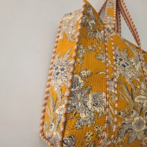 Bolso Tote con Estampado de Bloques para Mujer, Bolso de Hombro Hecho a Mano en India - Product Image 3