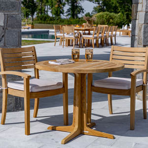 Meilleure Vente : Table de Salle à Manger Ronde d'Extérieur en Teck Massif, Écologique et Durable, Design Moderne, pour Projets Hôteliers et Commerciaux - Product Image 4