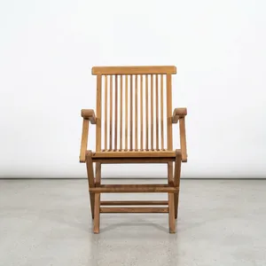 Fauteuil pliant d'extérieur en bois, design minimaliste, en teck, mobilier d'extérieur pliable - Product Image 2